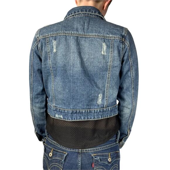 Thread Supply Cropped Distressed Blue Jean Jacket - Picture 2 of 10
